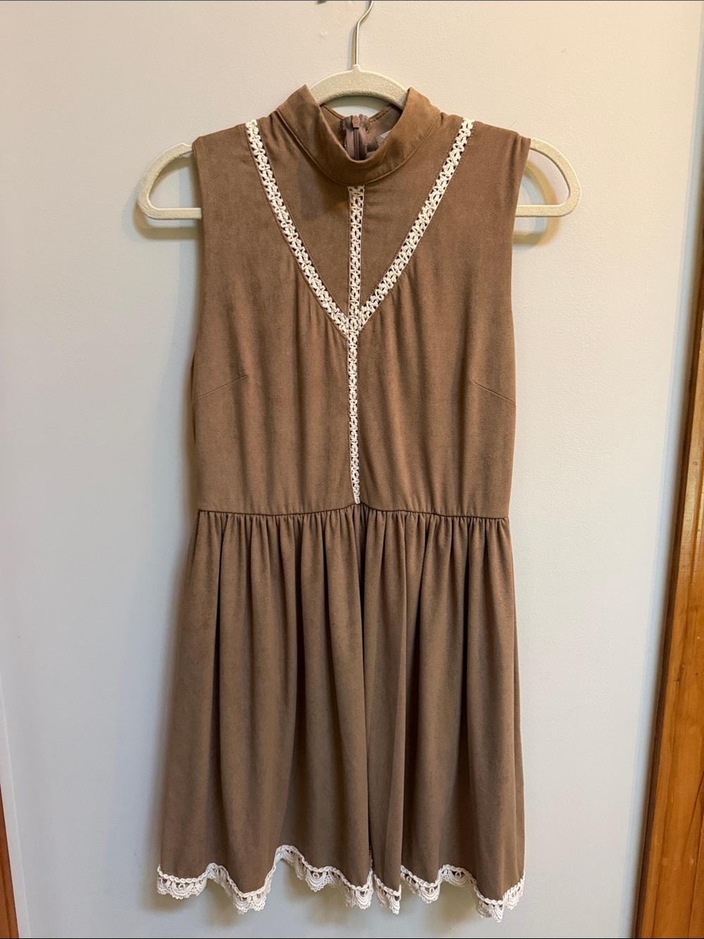 Altar’d State - Brown Sleeveless Dress with Lace Trim